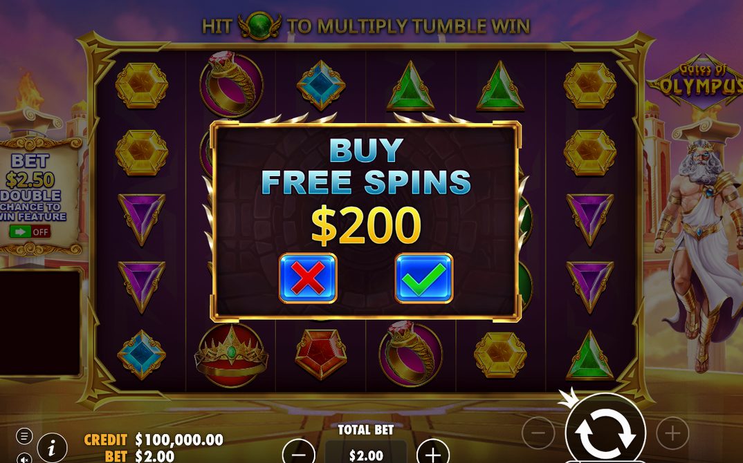 Four Scatter symbols on the grid that trigger Free Spins