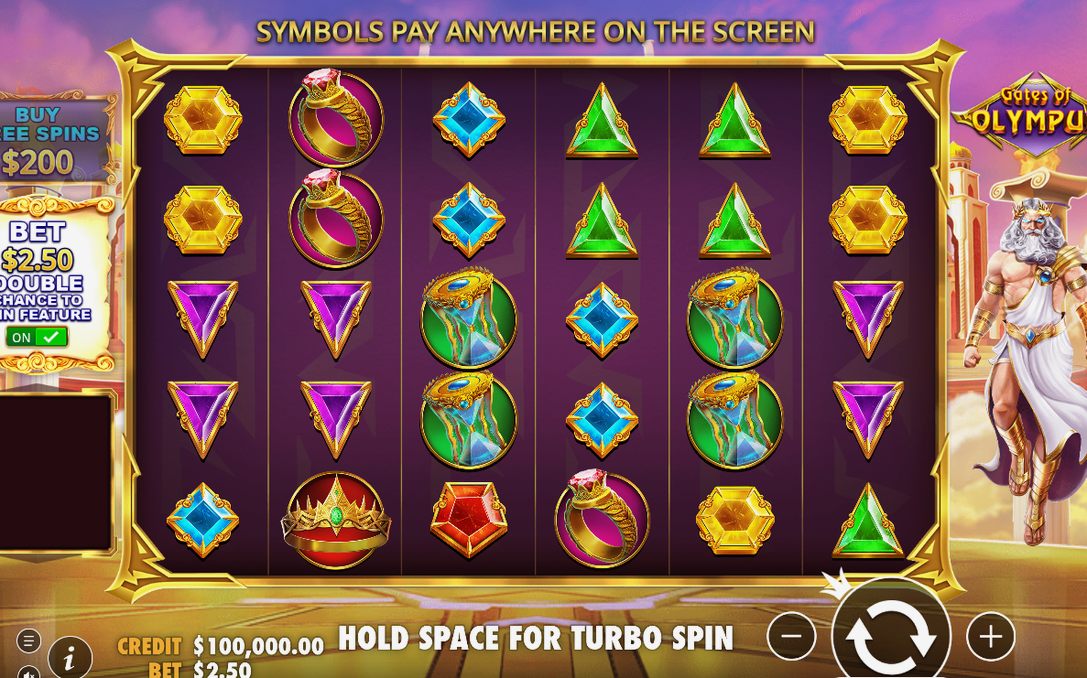 6x5 grid with Tumble wins and Multiplier Orbs in play